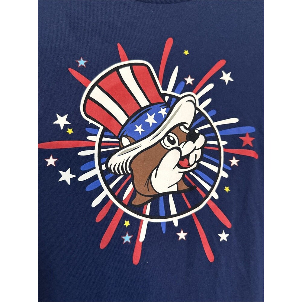 Buc-ees 2-Sided T-shirt Land Of The Free Home Of The Beaver 4th of July MED